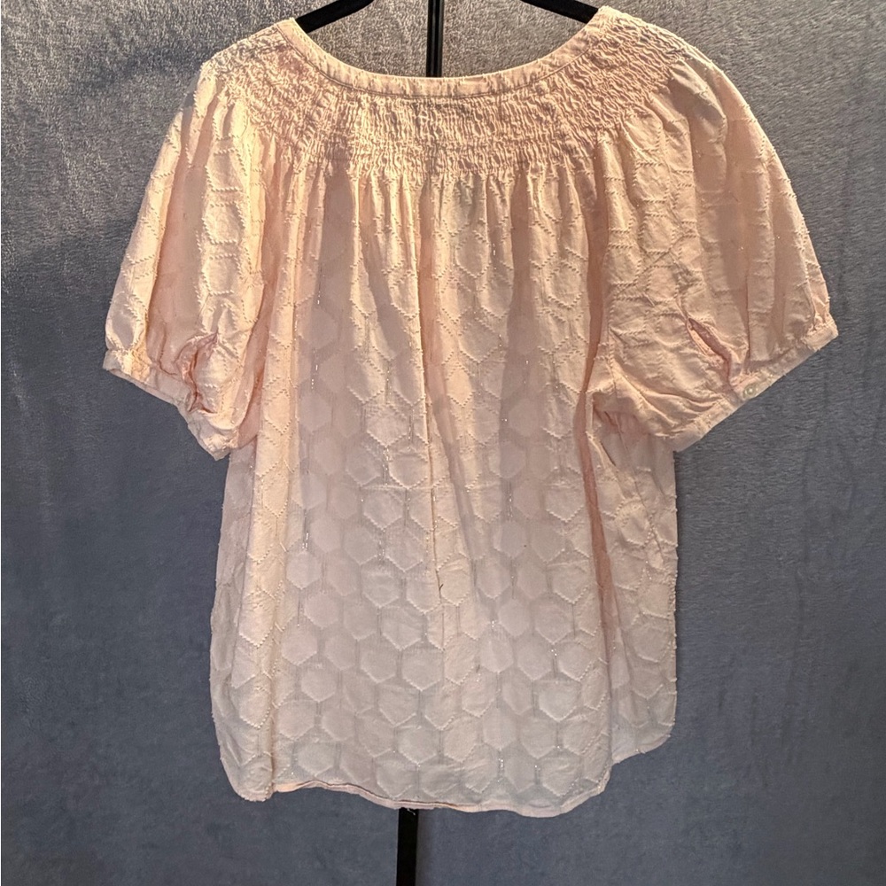 LOFT Light Pink Textured Blouse - Picture 2 of 3